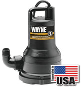 WAYNE VIP30 Submersible Utility Pump, 1 -Phase, 6.2 A, 120 V, 1/3 hp, 1-1/4 in Outlet, 2050 gph, Thermoplastic
